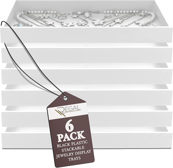 RJ Displays Stackable Jewelry Tray Set, Stackable Plastic Jewelry Organizer Tray by RJ+Displays