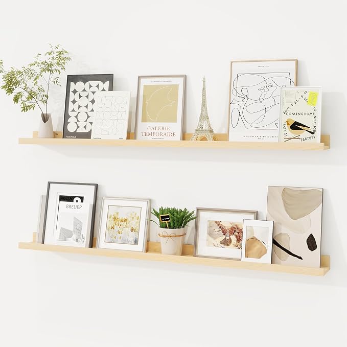 Picture Ledge Shelf, Floating Shelves Set of 2, 40 Inches Solid Wood Nursery by FunMemories