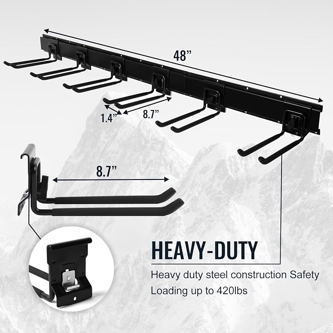 Garage Organization Wall Mount, 48inch Garden Tool Organizer - Image 2