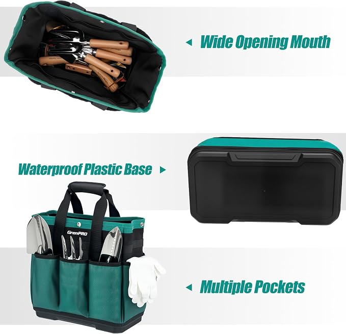 GrenPRO Garden Tool Bag Molded Bottom, Heavy Duty Tool Tote Toolbox - Image 4