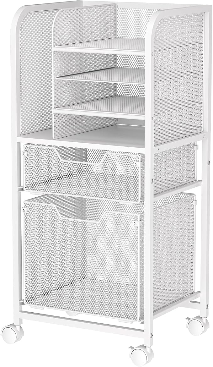 Rolling File Cart with 2 Drawers, Letter-Size File Storage with Wheels by Feyejade