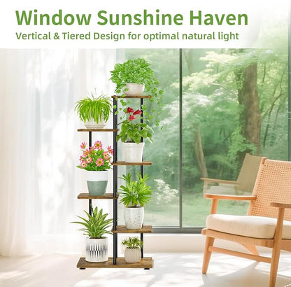 iDavosic.ly 5 Tier Plant Stand Indoor, Tiered Corner Metal Wood Multiple Flower - Image 5