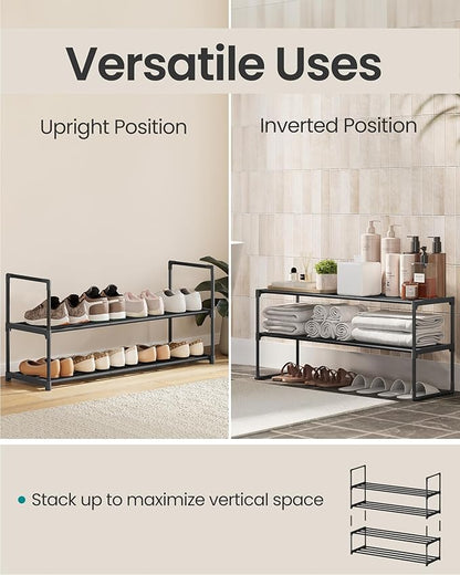 SONGMICS Shoe Rack, 2-Tier Shoe Organizer, Metal Storage Shelf, Upright or - Image 4