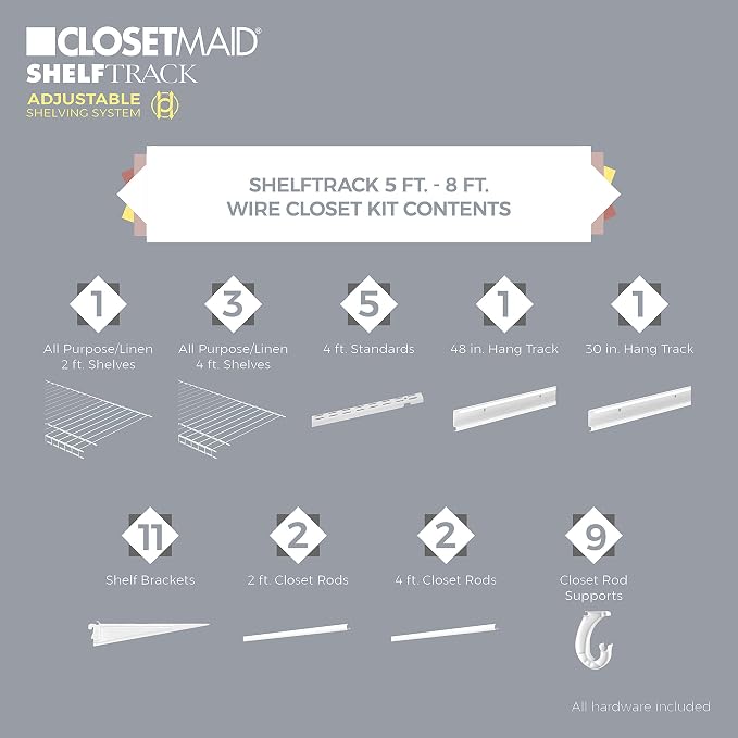 ClosetMaid ShelfTrack Wire Closet Organizer System, Adjustable from 5 to 8 Ft. - Image 3