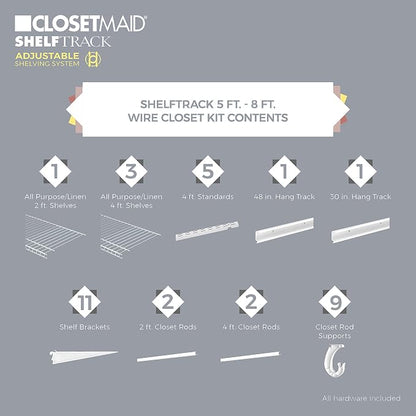ClosetMaid ShelfTrack Wire Closet Organizer System, Adjustable from 5 to 8 Ft. - Image 3