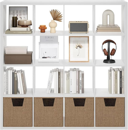 Furinno Cubicle 16-Cube Book Shelf, Extra Thick Frame Bookshelf, Reversible - Image 8