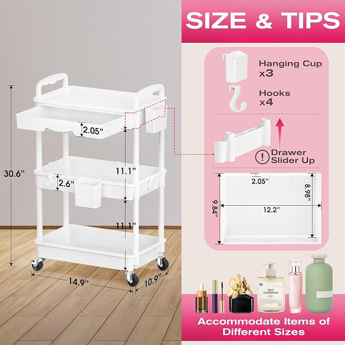 Goovilla Rolling Makeup Organizer Cart - Image 2