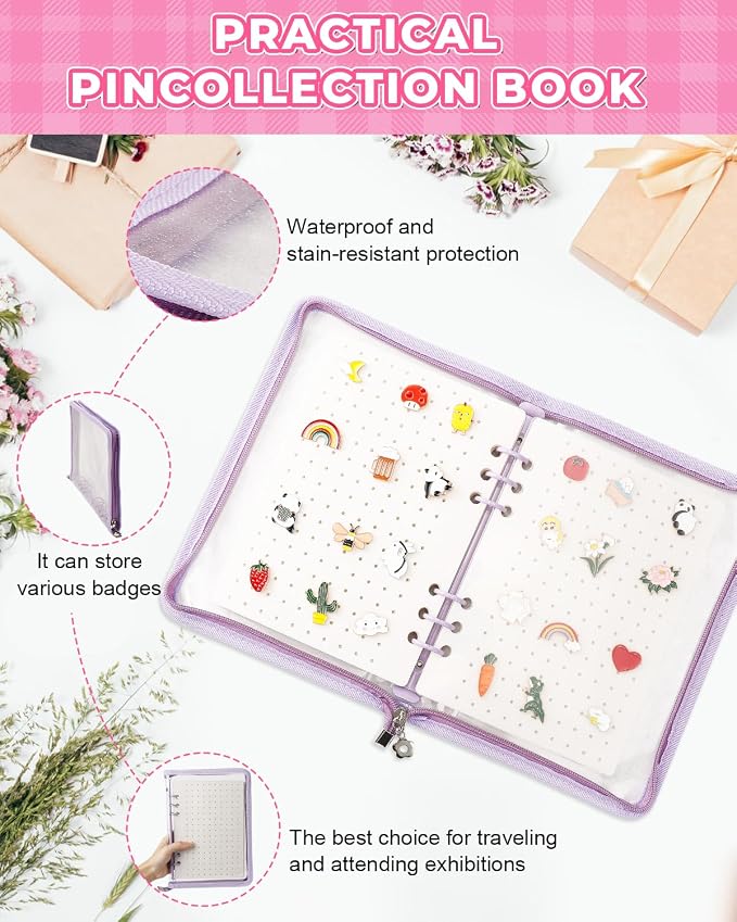 UCEC Enamel Pin Display Book & 50 PCS Pin Backs, A5 Album Pin Collection Binder - Image 5