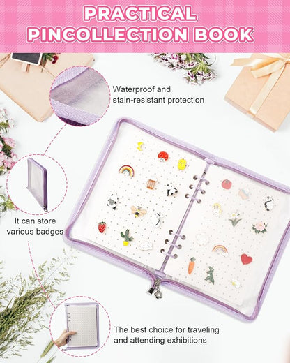 UCEC Enamel Pin Display Book & 50 PCS Pin Backs, A5 Album Pin Collection Binder - Image 5