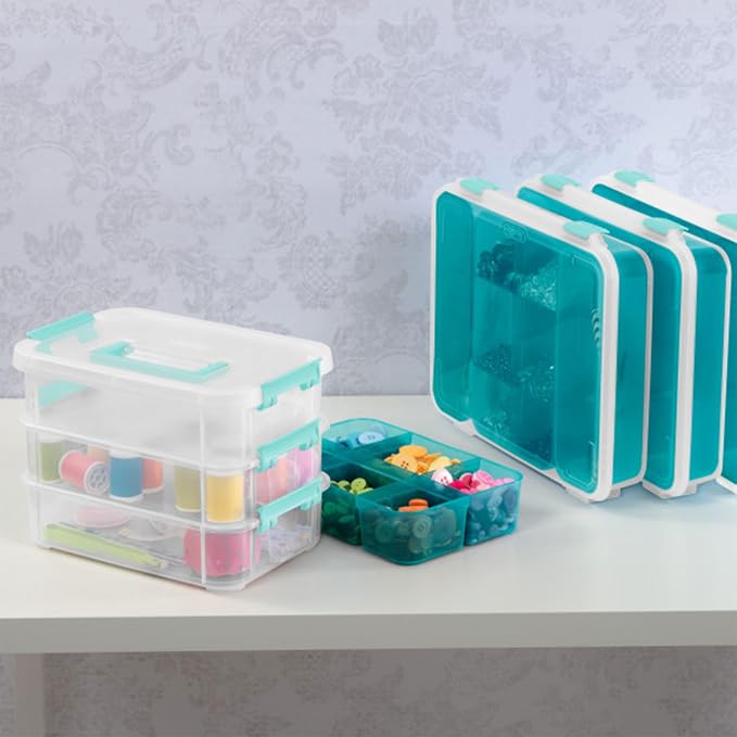 Sterilite 6 Pack Plastic Storage Box Container, 3 Layer, Stack and Carry - Image 9