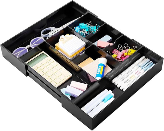 1 PC Acrylic Desk Drawer Organizer 2 Inch Height Expandable Drawer Organizer by Briwooody