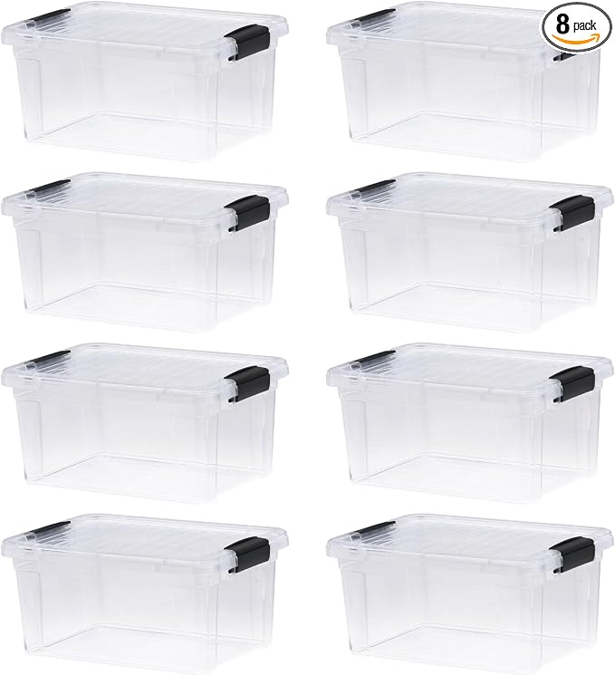 Superio Storage Bins with Lids- 8 Pack, 6.6 Qt Clear Boxes by Superio