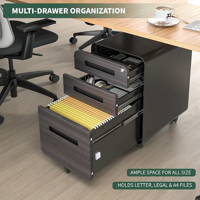 3 Drawer Mobile File Cabinet Under Desk - Image 7