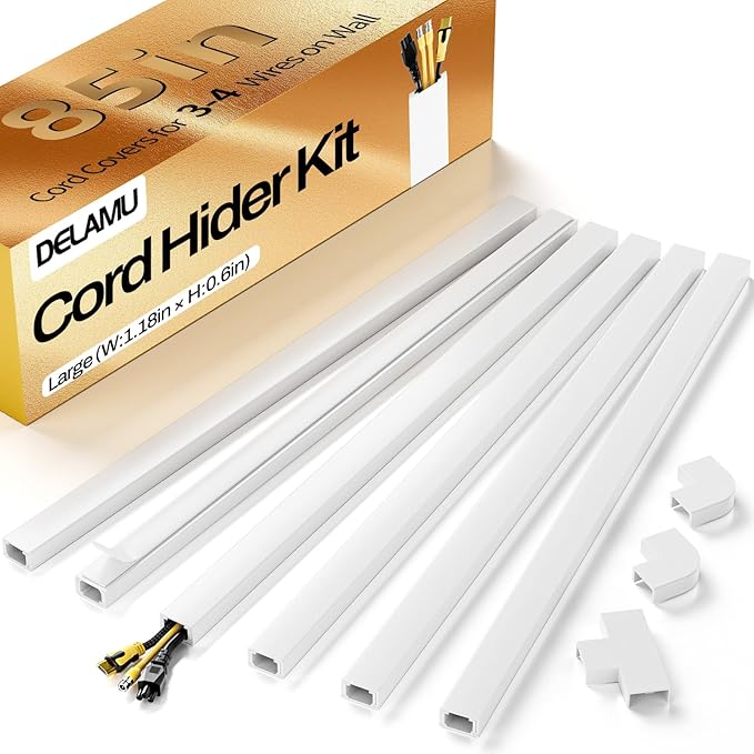 Delamu Cord Hider Wall, 85in Cord Covers by DELAMU