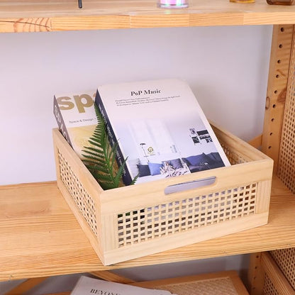 YRMT Wood Storage Crate Basket Rustic Wooden Storage Container - Image 5