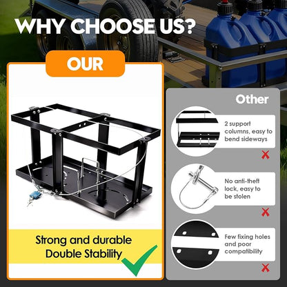 Gas Can Holder for Trailer, Fuel Jug Holder 4 Fixed Columns & Locking Strap | - Image 5