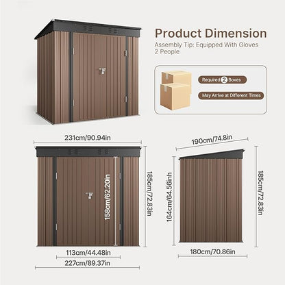 Gizoon 8' x 6' Outdoor Storage Shed, Lockable Doors and Ventilation - Image 2