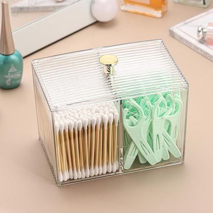 Tbestmax Qtip Holder Dispenser 3-Section Clear Bathroom Container Organizer 3 - Image 4