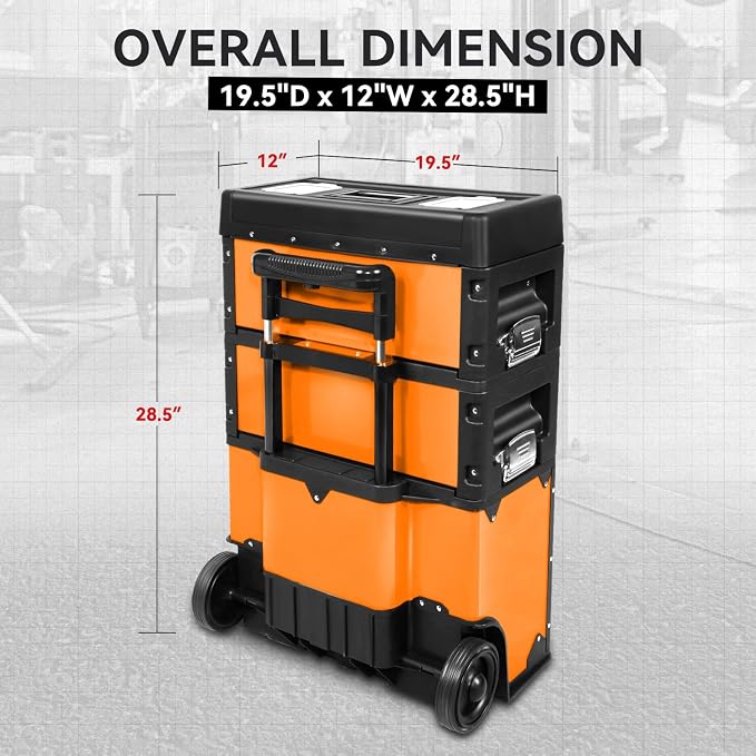 Auto Dynasty Stackable Tool Box 3-Tier Tool Separate Organizer Rolling Tool - Image 7