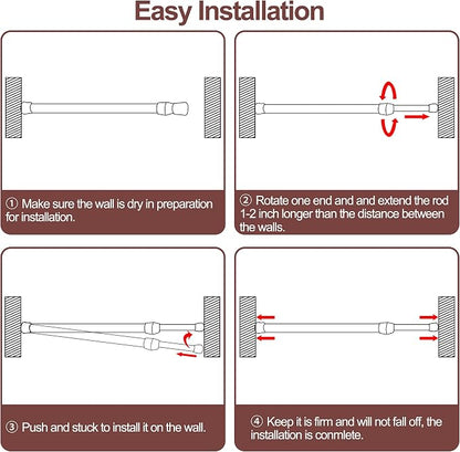 SIQUK 6 Pack Cupboard Bars Adjustable Spring Tension Rods Wood Grain - Image 4