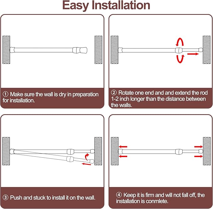SIQUK 6 Pack Cupboard Bars Adjustable Spring Tension Rods Wood Grain - Image 4