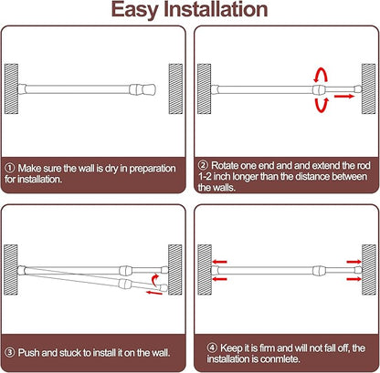 SIQUK 6 Pack Cupboard Bars Adjustable Spring Tension Rods Wood Grain - Image 4