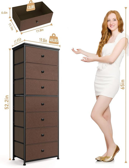 Mifuro Tall Fabric Dresser for Bedroom, Vertical Storage Organizer Tower - Image 3