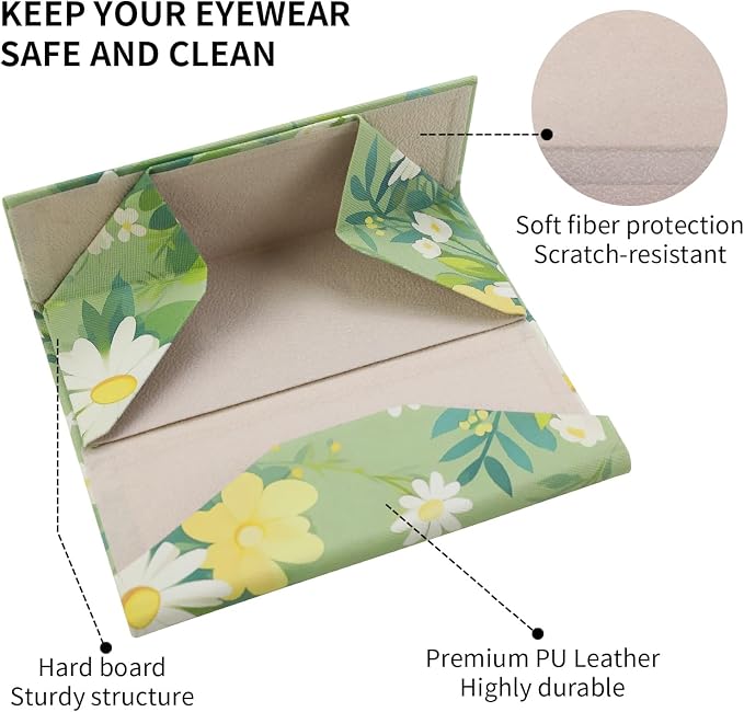 Foldable Glasses Case, Magnetic PU Leahter Sunglasses Case, Cute Hard Shell - Image 4