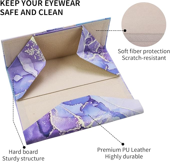 Foldable Glasses Case, Magnetic PU Leahter Sunglasses Case, Cute Hard Shell - Image 4