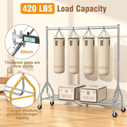 EAGMAK Heavy Duty Clothes Rack Load 420 LBS, Rolling Garment Rack - Image 2
