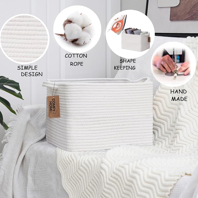 COMFY-HOMI Cotton Rope Woven Basket - Image 6