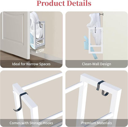 4 Pack Wall Mounted Shoe Rack for Narrow Spaces, Hanging Shoe Rack Holds 32 - Image 6