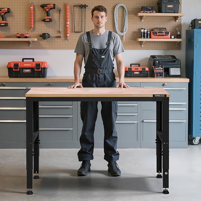 VEVOR Adjustable Workbench, 48 x 20-inch Heavy Duty Work Bench - Image 8