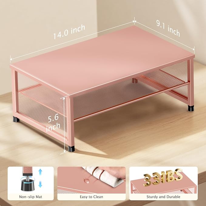 Desk Organizers and Accessories, 2-Tier Metal Computer Monitor Stand Riser - Image 7