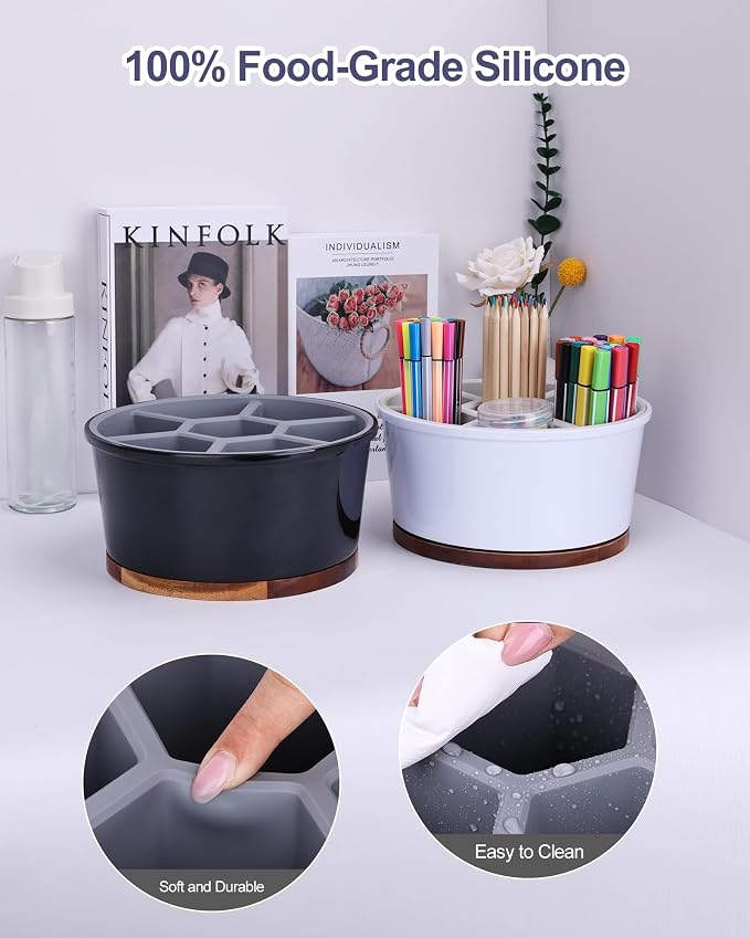 Office Desk Organizer, 360° Art Supply Storage Organizer, Melamine Silicone - Image 5