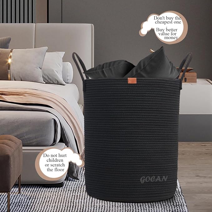 large tall sturdier Laundry Hamper Basket Woven Storage Baskets - Image 2