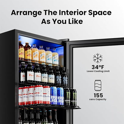 Yeego Beverage Refrigerator Cooler, 155 Cans Mini Fridge - Image 3