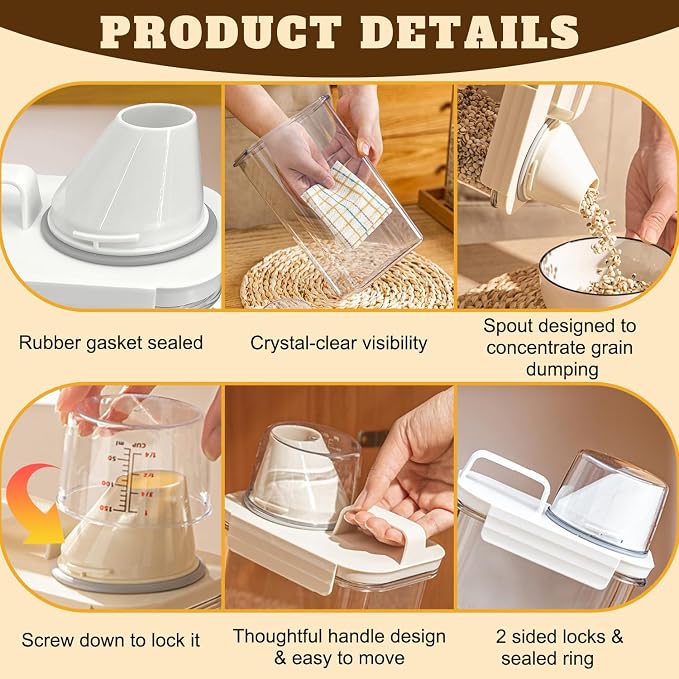 Upgraded Cereal Storage Container Set of 2 - 1600ML Airtight Food Storage - Image 4