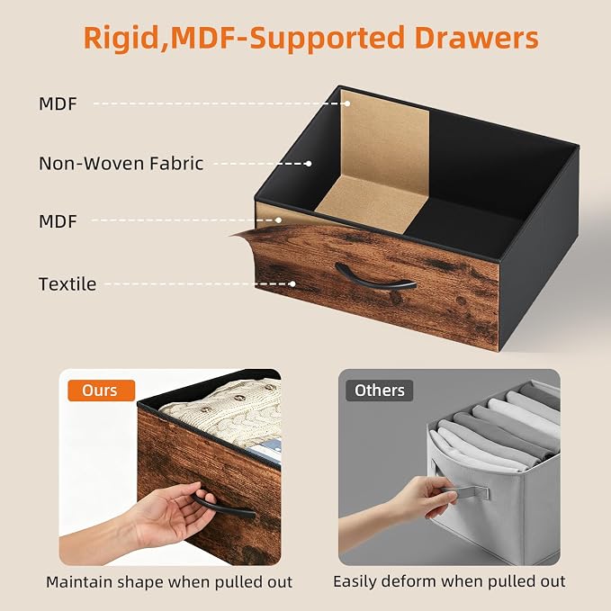 Somdot Dresser for Bedroom, 4 Drawer Storage Cabinet, Steel Frame and MDF Wood - Image 6