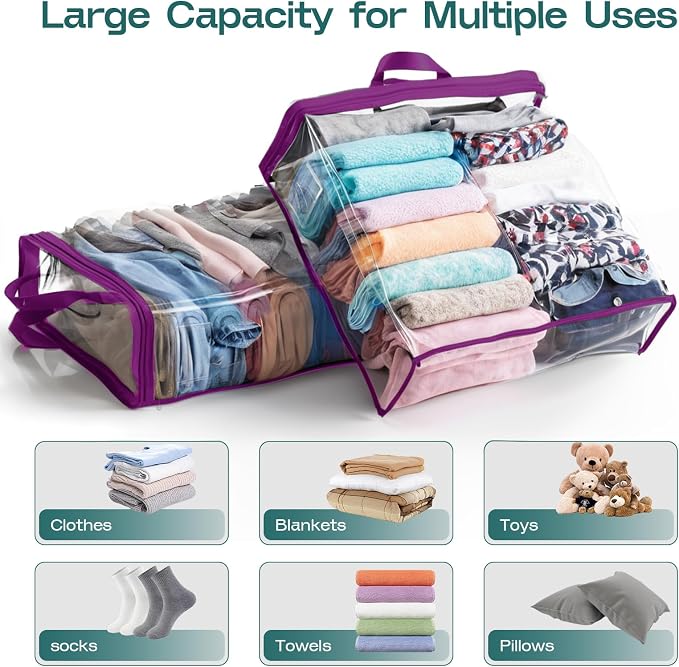 10PACK Clear Zippered Storage Bags - Image 2