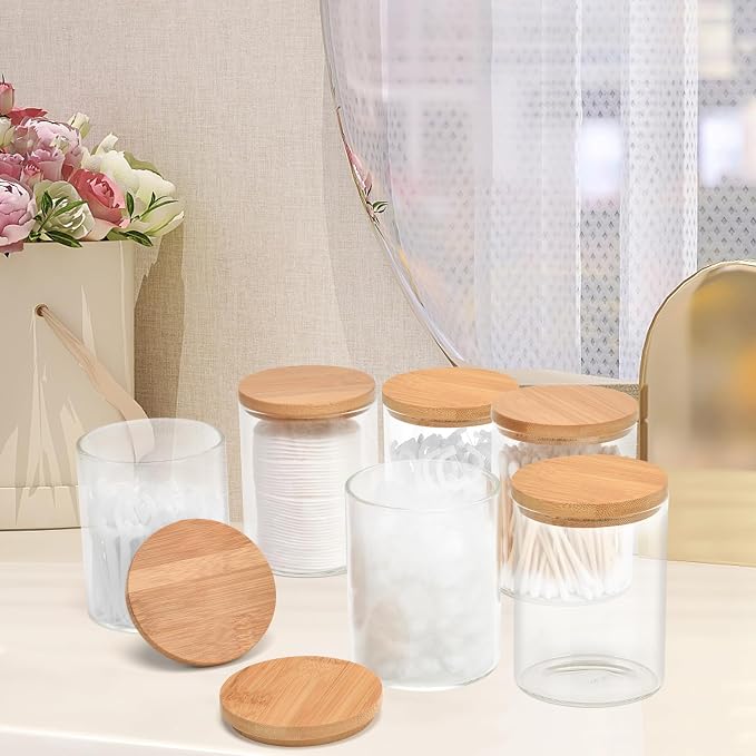 6 Pack Glass Qtip Holder Dispenser Set - Image 5