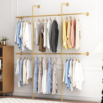 Gold Pipe Clothing Rack Wall Mounted, Industrial Pipe Clothes Racks - Image 6