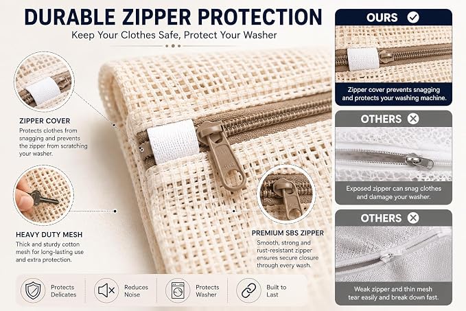 6-Pack Laundry Bags, Durable Cotton Mesh - Image 5