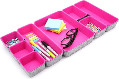 Welaxy Hot Pink Drawer Organizers 8pc Desk Tray Makeup Office Storage Bin by Welaxy