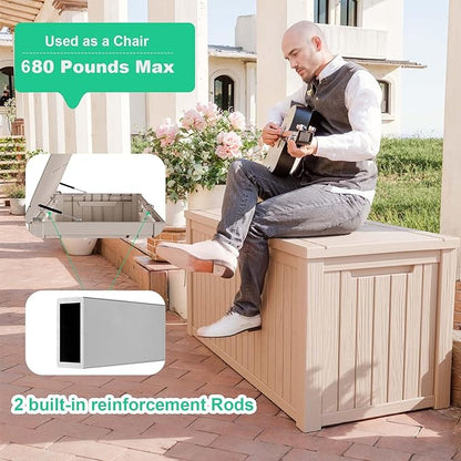 200 Gallon Outdoor Deck Box, Storage Lockable Waterproof Patio Furniture - Image 2