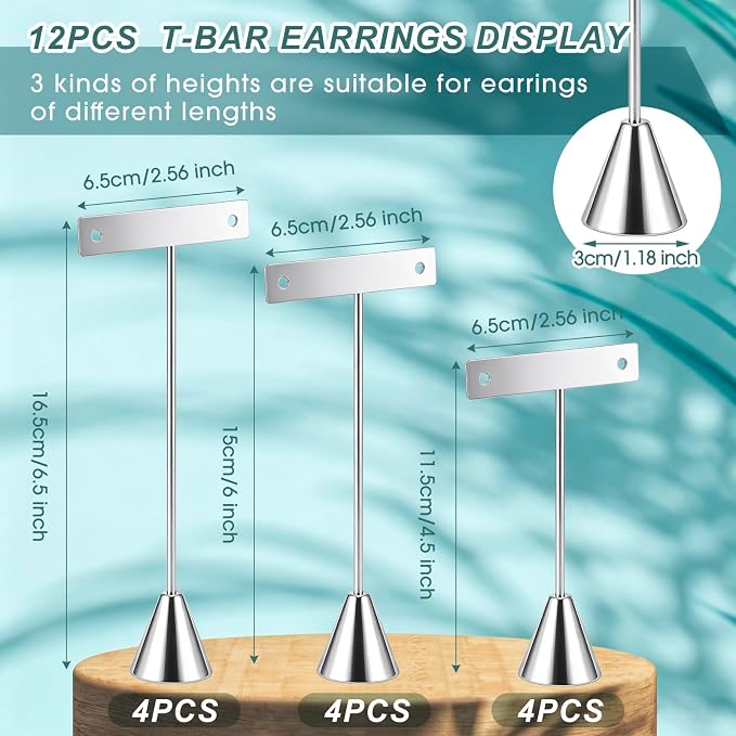 Marsui 12 Pcs Earring Display Set T Bar Earring Display Stand - Image 2