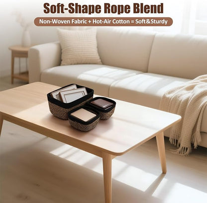 5-Pack Small Woven Rope Storage Baskets, 2 Sizes Organizer Bins | Fabric Cube - Image 6