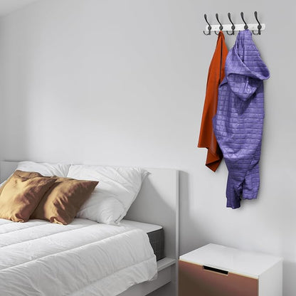 Coat Rack Wall Mount with 5 Tri Hooks, Stainless Steel 16 Inch – White & Black - Image 6