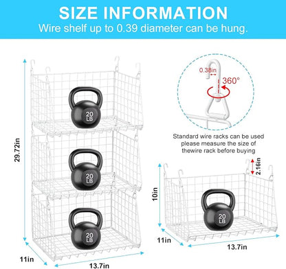 3-Tier Hanging Laundry Basket Organizer：Foldable Wire Shelf Laundry Room - Image 6