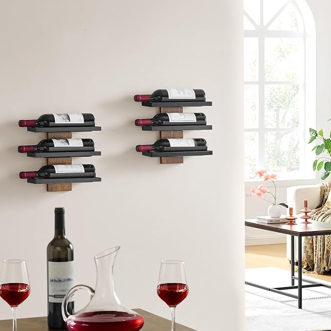 Hoctieon 3-Tier Wall Mount Wine Rack Set, Wall Mounted Wine Bottle Racks - Image 5